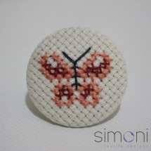 Embroidered butterfly orange ring