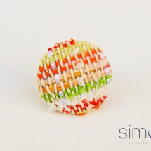 Green orange and white woven ring