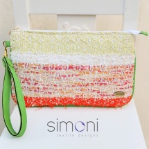 Orange green and white mini purse
