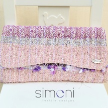 Pink and purple woven clutch