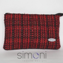 Red and black tweed mini purse