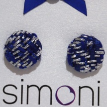 Woven blue and silver earrings