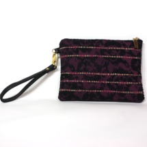 Hand-woven black purse with lace print