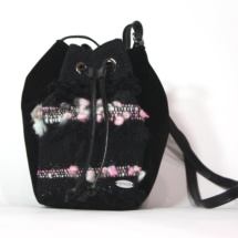 Pink and black pouch bag front