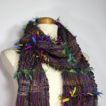 black woven scarf with textures detail 2