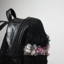 pink and black backpack detail 2