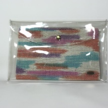 Rainbow woven and plasitc clutch front