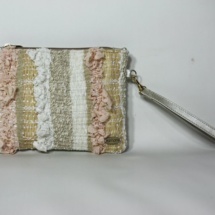 Beige and white purse front