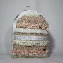 beige backpack front view