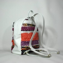 Orange and purple backpack side