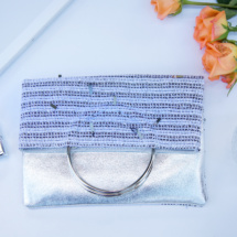 Silver folded clutch 2 front