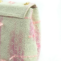 Pink and white woven shoulder bag