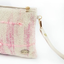 Pink and beige woven purse
