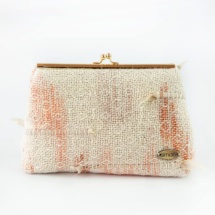 Beige and brown woven clutch