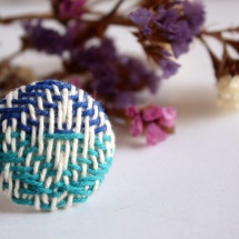 Blue turquoise and white hand-woven ring