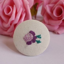 Embroidered brooch with purple rose
