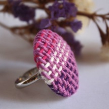 Fucsia Purple and white handwoven ring