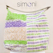 Green purple and white woven shoulder bag