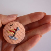 Hand embroidered boat brooch