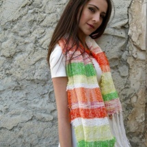 Orange green and white shawl
