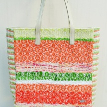 Orange white and green shopper bag 2