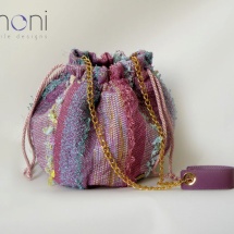 Pink woven pouch