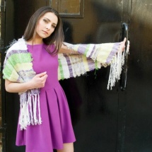 Purple green and white shawl 2