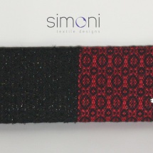 Red and black woven clutch