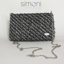 Silver and Black mini woven bag