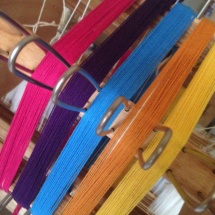 Weaving samples: rainbow fabric