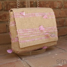 Woven, Beige, Pink and White Shoulder bag detail