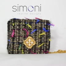 Woven Tweed Mini Shoulder bag in Black and Gold