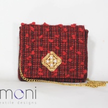 Woven Tweed Mini Shoulder bag in Black and Red