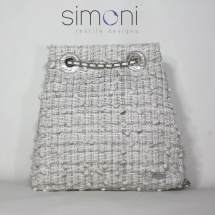 Woven Tweed White and Silver Backpack