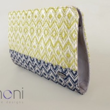 Woven bag in lime and blue