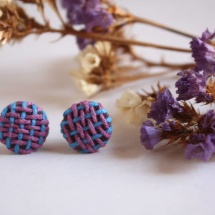 Woven blue and purple earrings