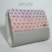 Woven clutch in purple and coral