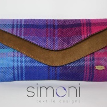 Woven double like clutch with suede tan leather