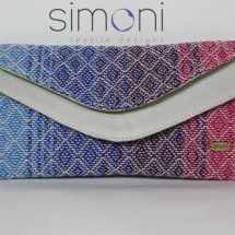 Woven double like clutch with white leather