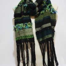 Woven green and black shawl