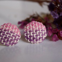 Woven hand dyed earrings in pink and purple