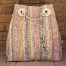 Woven, handmade Backpack in Pastel colours