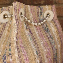 Woven, handmade Backpack in Pastel colours detail