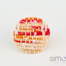 Woven orange and white ring