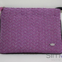 Woven pink and purple zip clutch