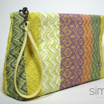 Woven purse with yellow handle