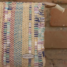 Woven, stripped beauty bag: purse detail