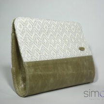 Woven white clutch with patterns