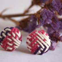 Woven white fuchsia and purple earrings