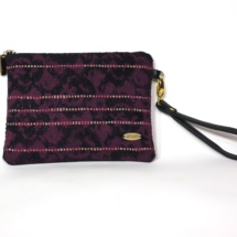 Hand-woven black purse with lace print
